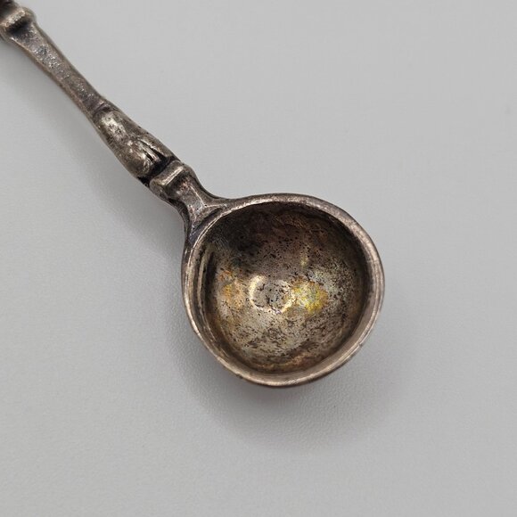 Vtg Silverplate Souvenir Collector Spoon 2.75" Cherub Angel Handle Rustic Brooch - Picture 6 of 12